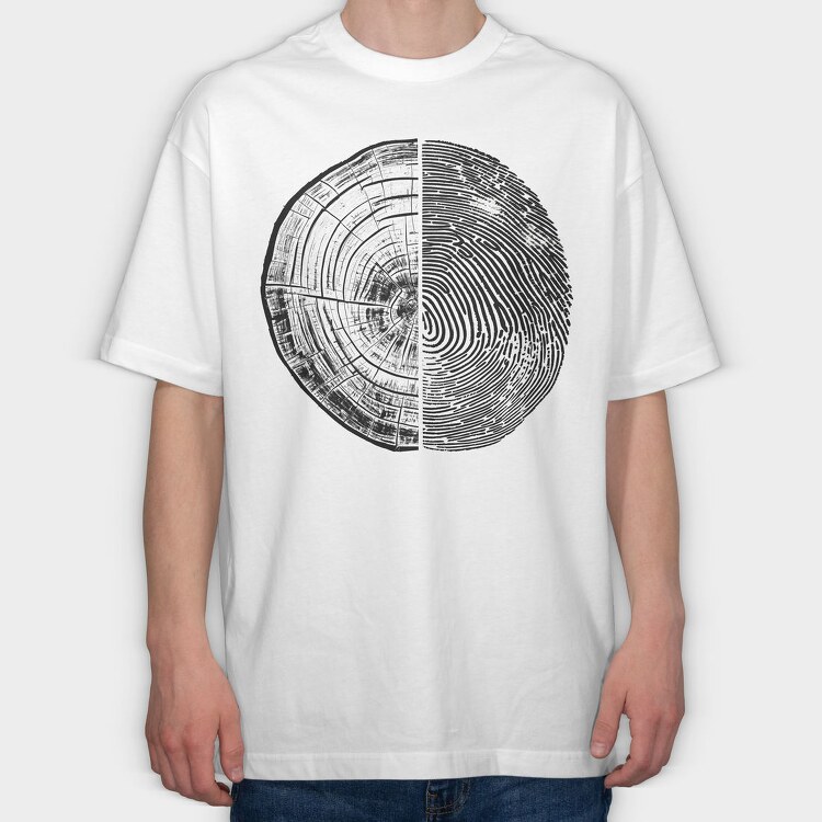 Tree Rings And Finger Print Digital, Tricou Oversize Barbati (Unisex)