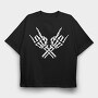 Skeleton Rock Horns, Tricou Oversize Barbati (Unisex)