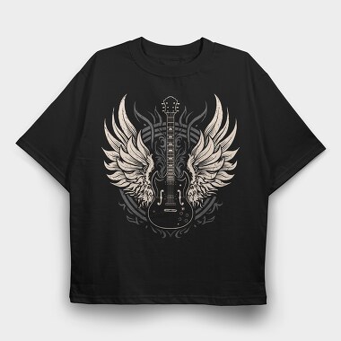 Vintage Gitar Rock, Tricou Oversize Barbati (Unisex)