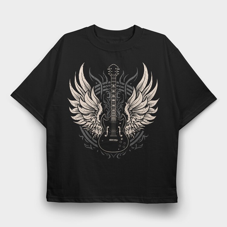 Vintage Gitar Rock, Tricou Oversize Barbati (Unisex)
