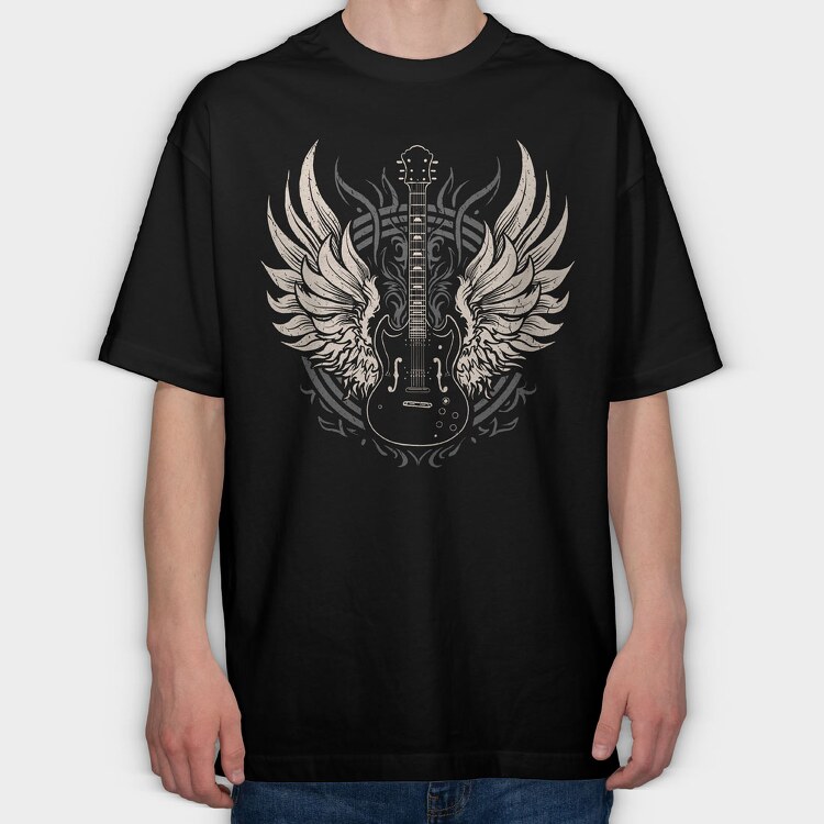 Vintage Gitar Rock, Tricou Oversize Barbati (Unisex)