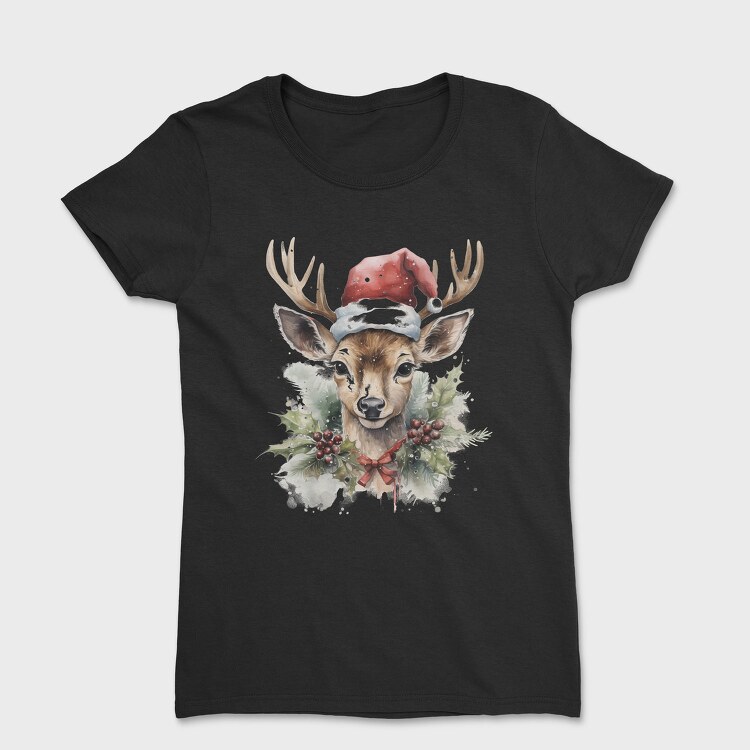 Santa Deer Christmas Tote, Tricou Femei