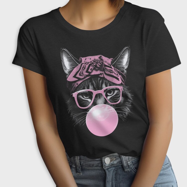 Cat Sunglassesd Bubblegum, Tricou Femei