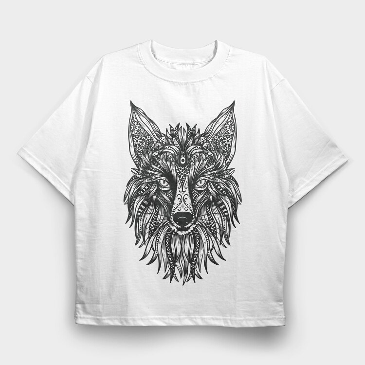 Tribal Fox 001, Tricou Oversize Barbati (Unisex)