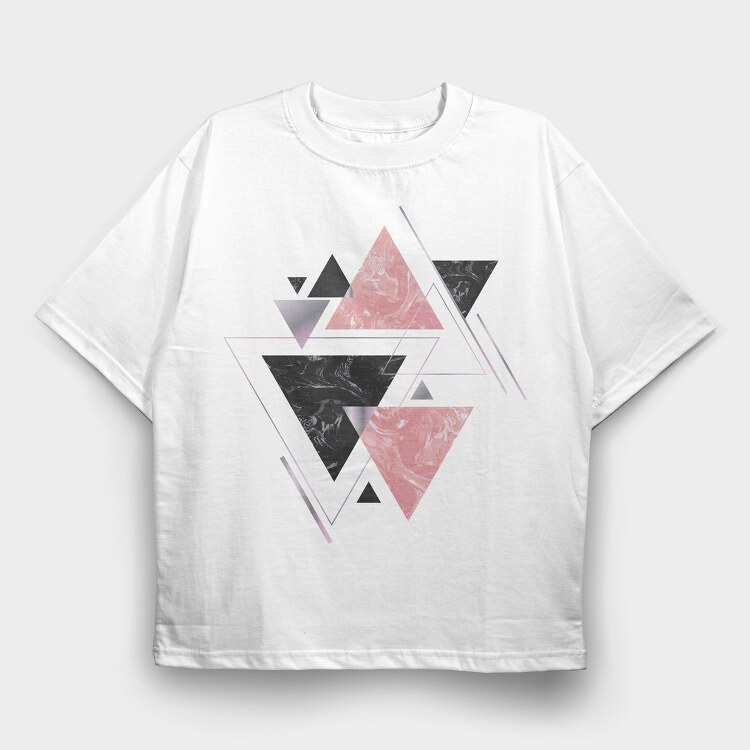 Triangles Geometric Throw Pillow Abstract 01, Tricou Oversize Barbati (Unisex)