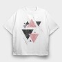 Triangles Geometric Throw Pillow Abstract 01, Tricou Oversize Barbati (Unisex)