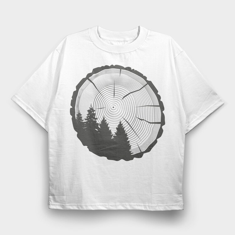 Tree Trunk Nature Rings, Tricou Oversize Barbati (Unisex)