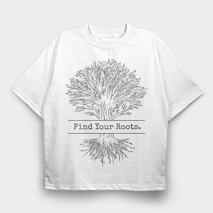Tree Roots Line Art Find Your Roots, Tricou Oversize Barbati (Unisex)