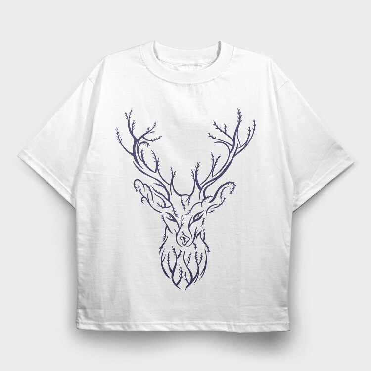 Tree Deer Branches, Tricou Oversize Barbati (Unisex)