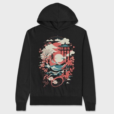 Traditional Japanese Temple, Hanorac Oversize Barbati (Unisex)