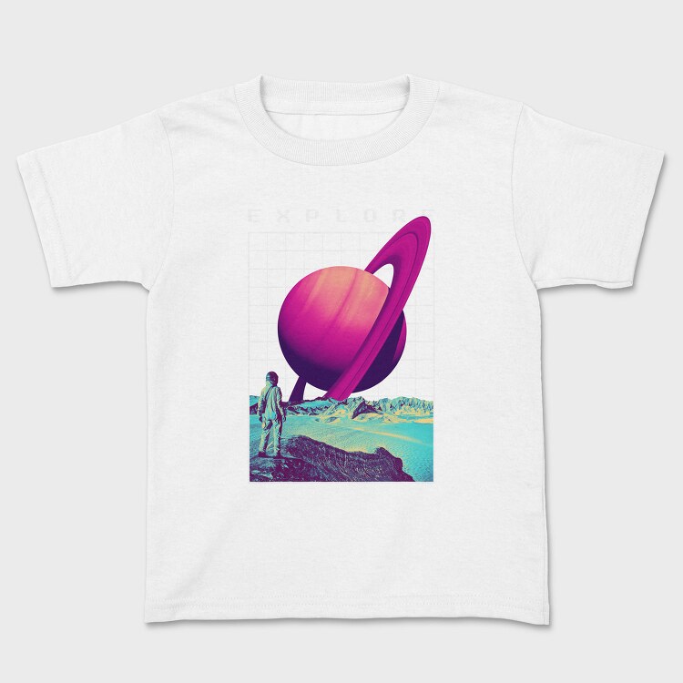 Saturn Planet Vaporwave Explore, Tricou Copii