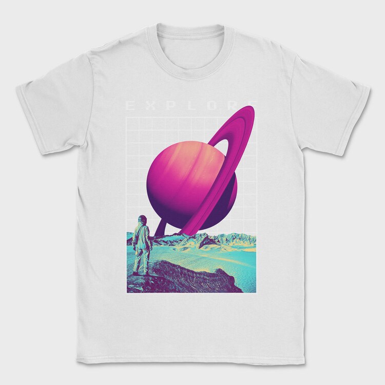 Saturn Planet Vaporwave Explore, Tricou Barbati (Unisex)