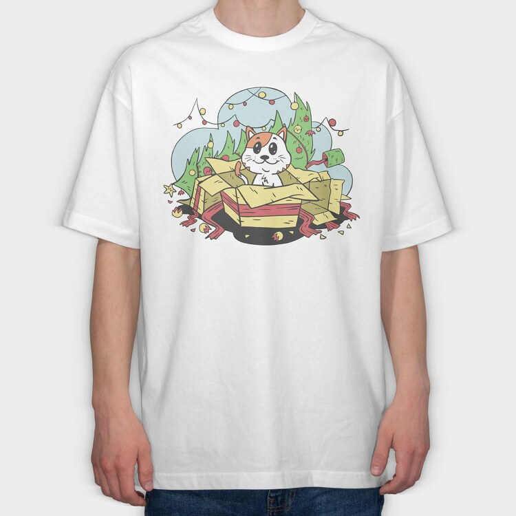 Gift Cat, Tricou Oversize Barbati (Unisex)
