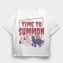 Satanic Cats With Pentagram Time To Summon, Tricou Oversize Barbati (Unisex)