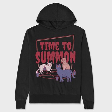 Satanic Cats With Pentagram Time To Summon, Hanorac Oversize Barbati (Unisex)