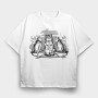 Satanic Cat Animal Ritual, Tricou Oversize Barbati (Unisex)