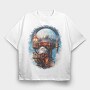 Santa Through The Sky Steampunk Globe, Tricou Oversize Barbati (Unisex)