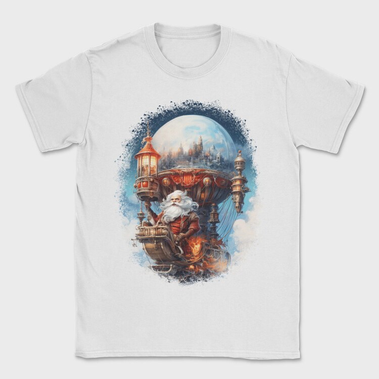 Santa Through The Sky Steampunk Globe, Tricou Barbati (Unisex)