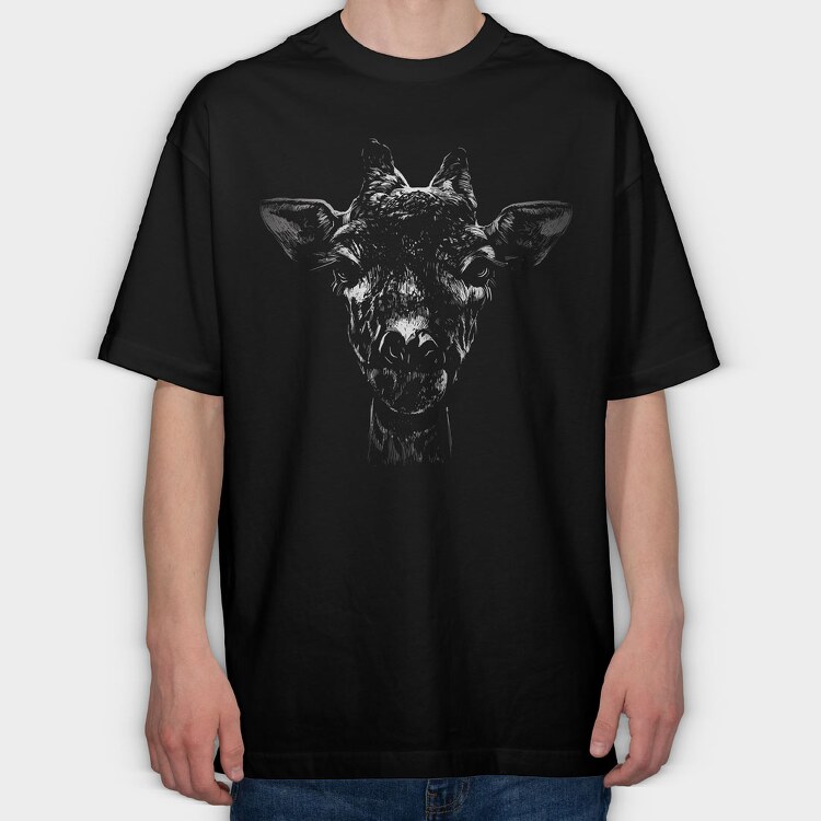 Giraffe Portrait, Tricou Oversize Barbati (Unisex)