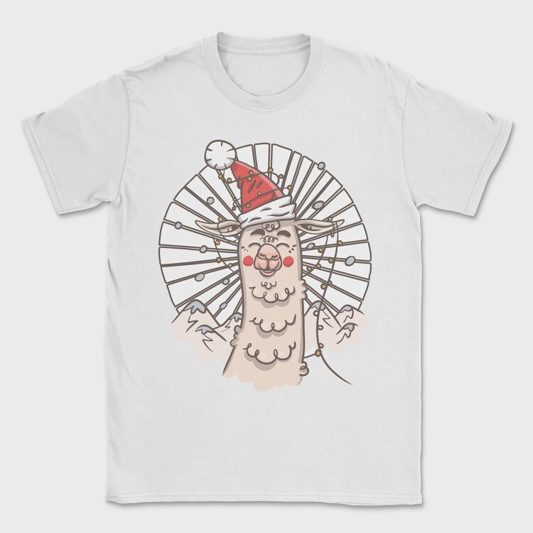 Santa Llama Hat, Tricou Barbati (Unisex)