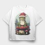 Santa Hat Frog Holiday Christmas Cottagecore, Tricou Oversize Barbati (Unisex)