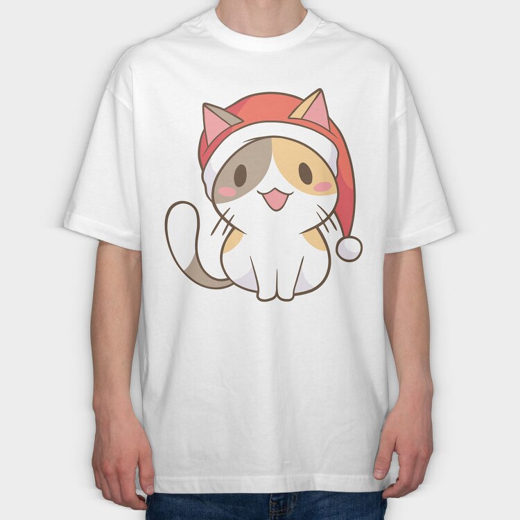 Santa Cat, Tricou Oversize Barbati (Unisex)