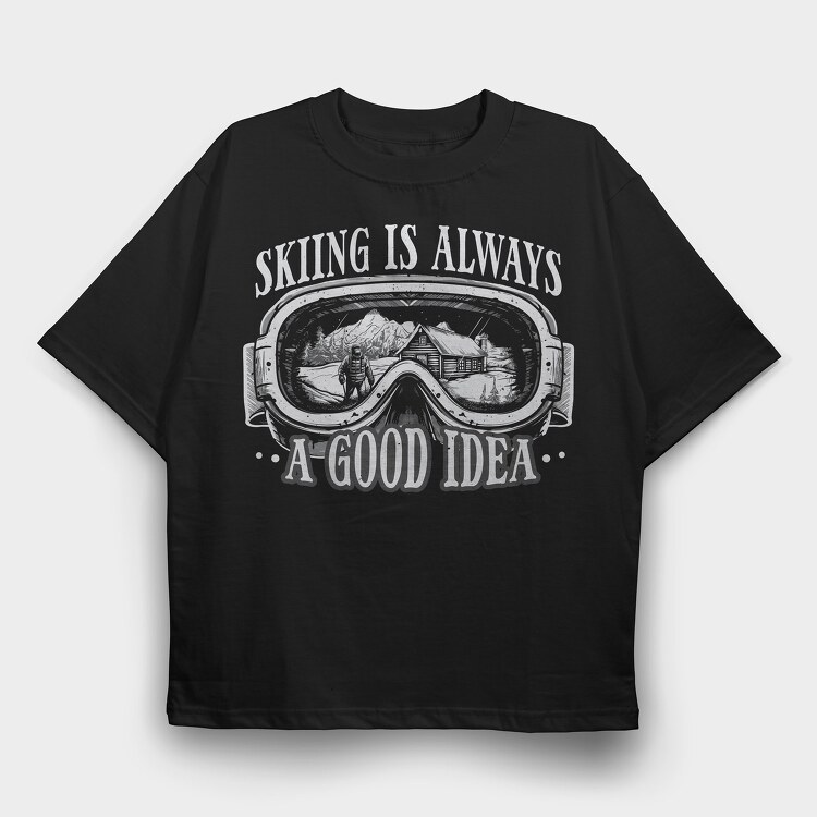 Ski Goggles Mountains, Tricou Oversize Barbati (Unisex)