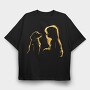 Girl Dog Silhouette, Tricou Oversize Barbati (Unisex)