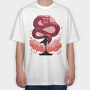 Samurai And Dragon Creature Pixel, Tricou Oversize Barbati (Unisex)