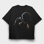 Person and Cat, Tricou Oversize Barbati (Unisex)