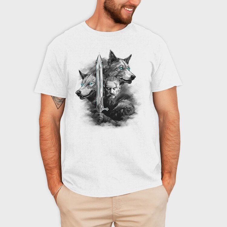 Viking and Wolves, Tricou Barbati (Unisex)