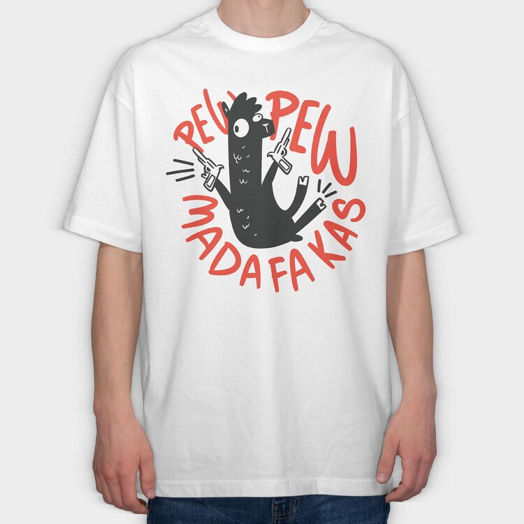 Pew Pew Llama, Tricou Oversize Barbati (Unisex)