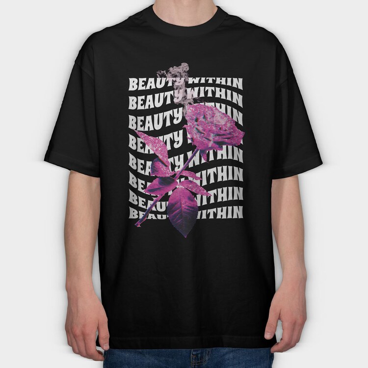 Glitter Fire Rose, Tricou Oversize Barbati (Unisex)