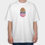 Vizsla Dog Pocket, Tricou Oversize Barbati (Unisex)