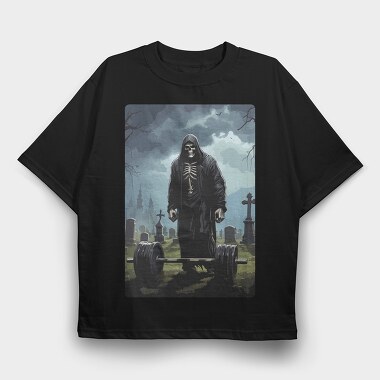 Skeleton Deadlifting, Tricou Oversize Barbati (Unisex)