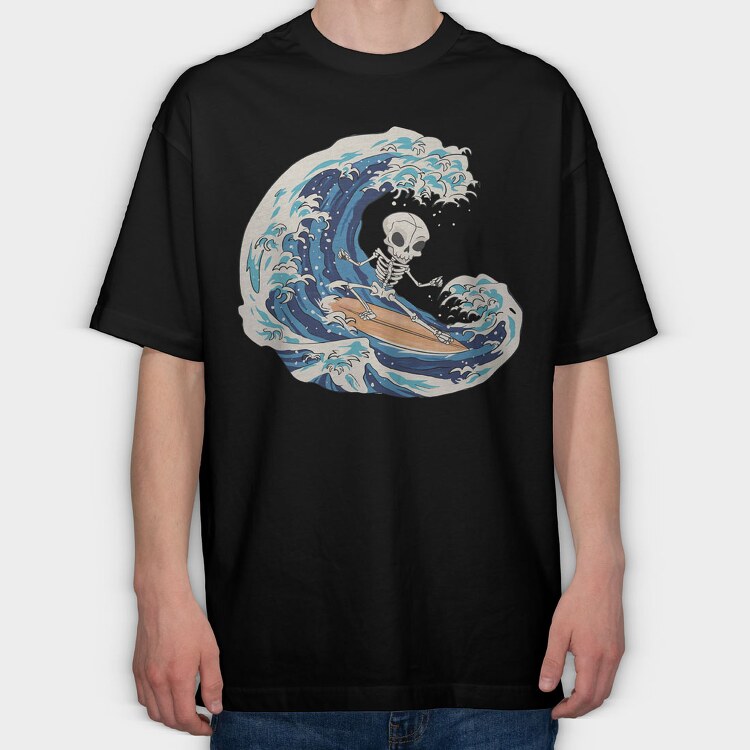 Skull Surfing, Tricou Oversize Barbati (Unisex)