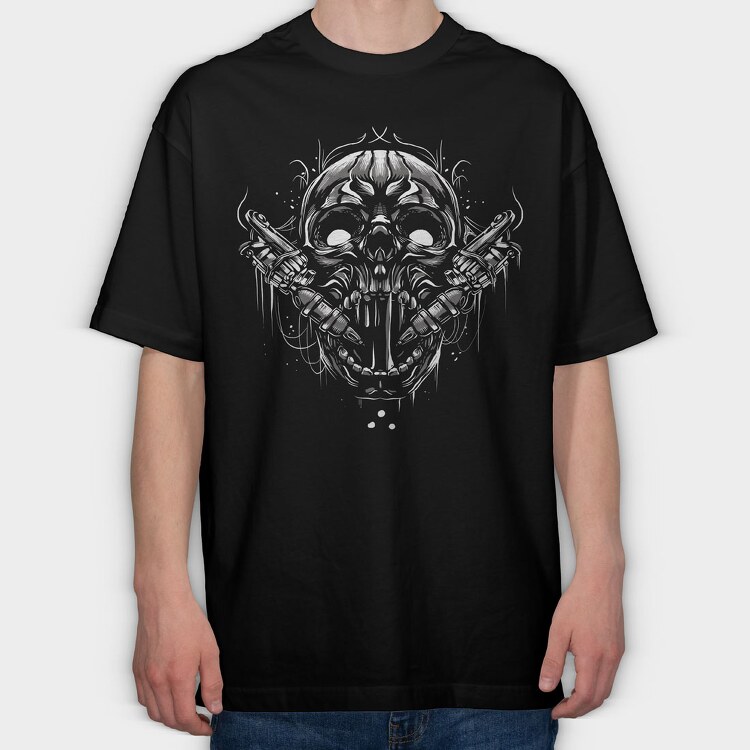 Skull Tattoo Machine, Tricou Oversize Barbati (Unisex)