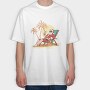 Santa Claus Beach Vacation, Tricou Oversize Barbati (Unisex)
