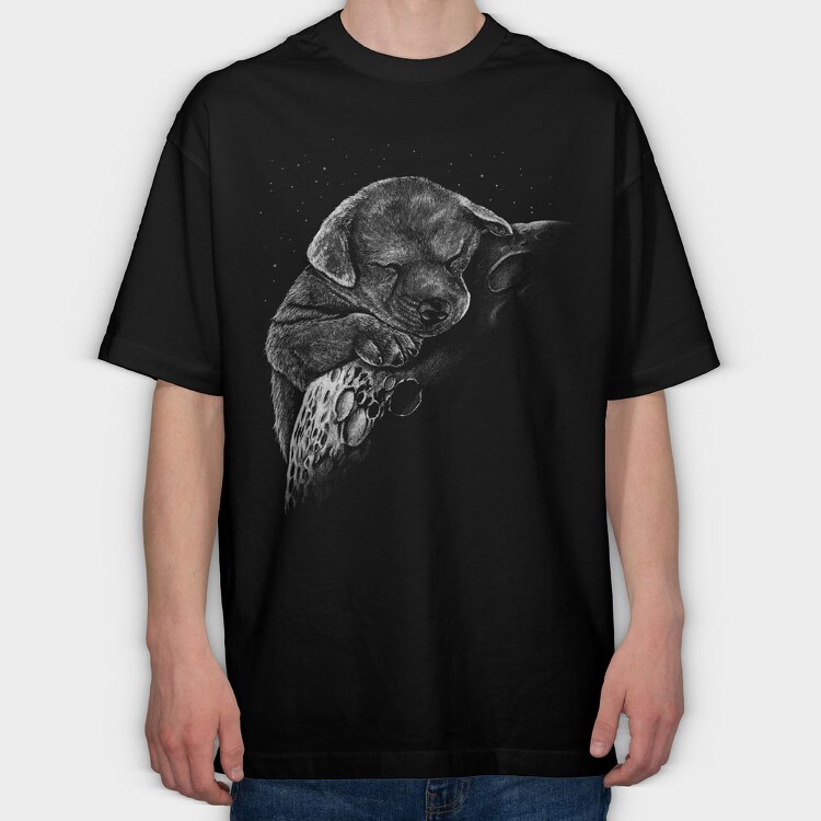 Sleeping Dog Monochrome, Tricou Oversize Barbati (Unisex)