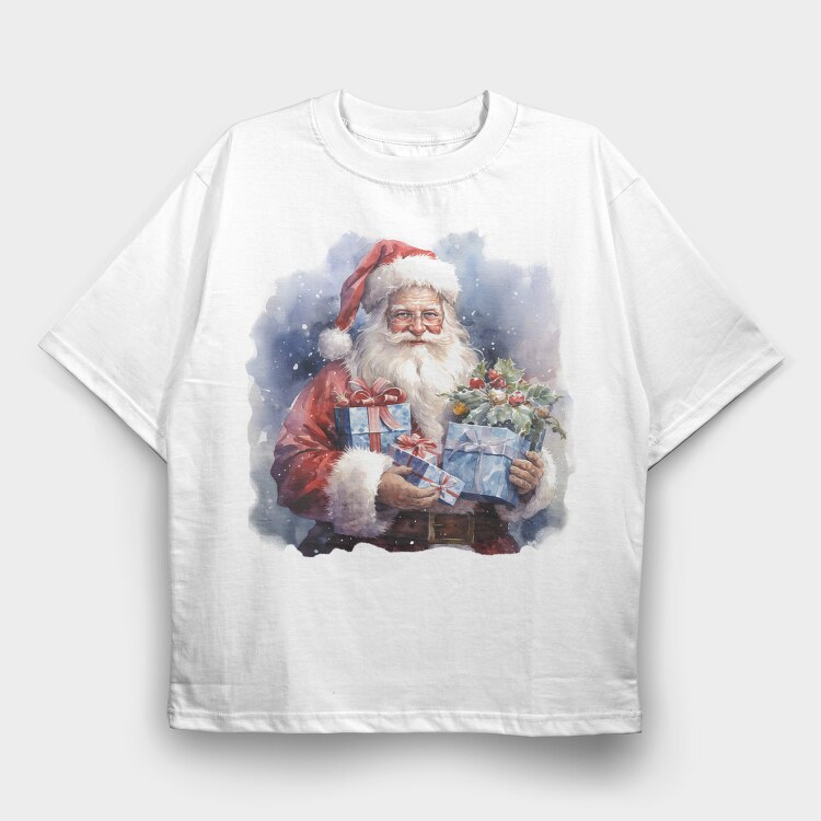 Santa Claus With Gifts, Tricou Oversize Barbati (Unisex)