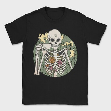 Skeleton With Coffee, Tricou Barbati (Unisex)