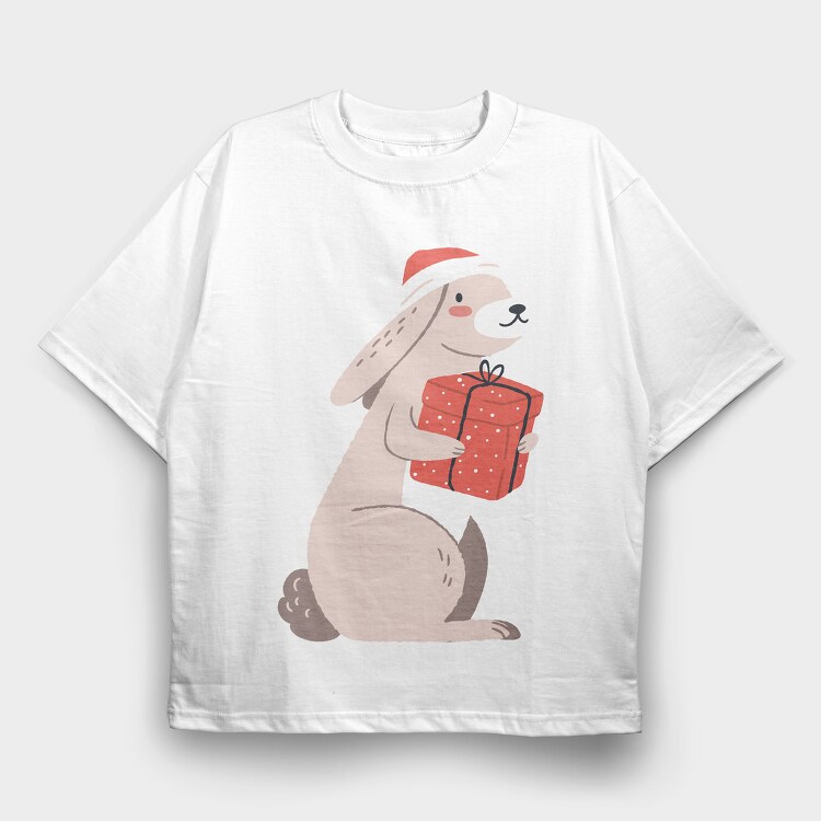 Santa Bunny Gift, Tricou Oversize Barbati (Unisex)
