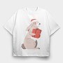 Santa Bunny Gift, Tricou Oversize Barbati (Unisex)