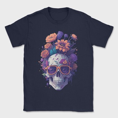 Skull Flowers Glasses, Tricou Barbati (Unisex)