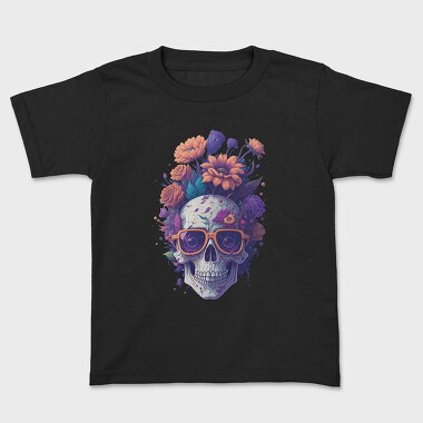 Skull Flowers Glasses, Tricou Copii