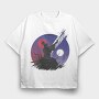 Samurai Warrior Under Moon Cut, Tricou Oversize Barbati (Unisex)