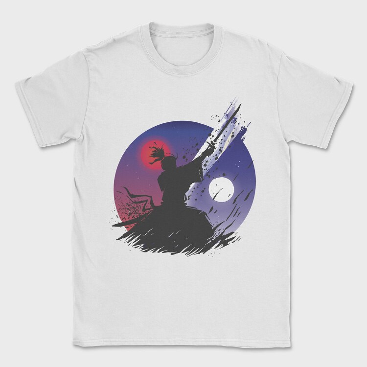 Samurai Warrior Under Moon Cut, Tricou Barbati (Unisex)