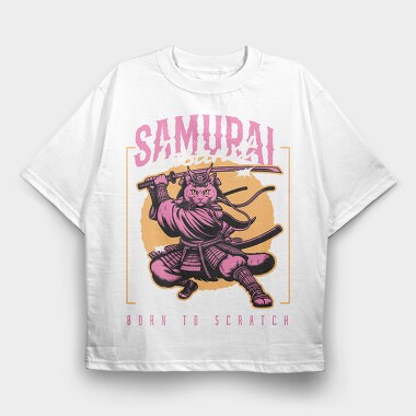 Samurai Instinct Cat, Tricou Oversize Barbati (Unisex)