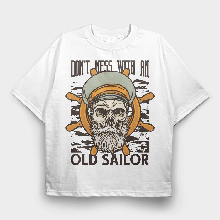 Sailor Skull Captain Illustration, Tricou Oversize Barbati (Unisex)