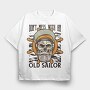 Sailor Skull Captain Illustration, Tricou Oversize Barbati (Unisex)